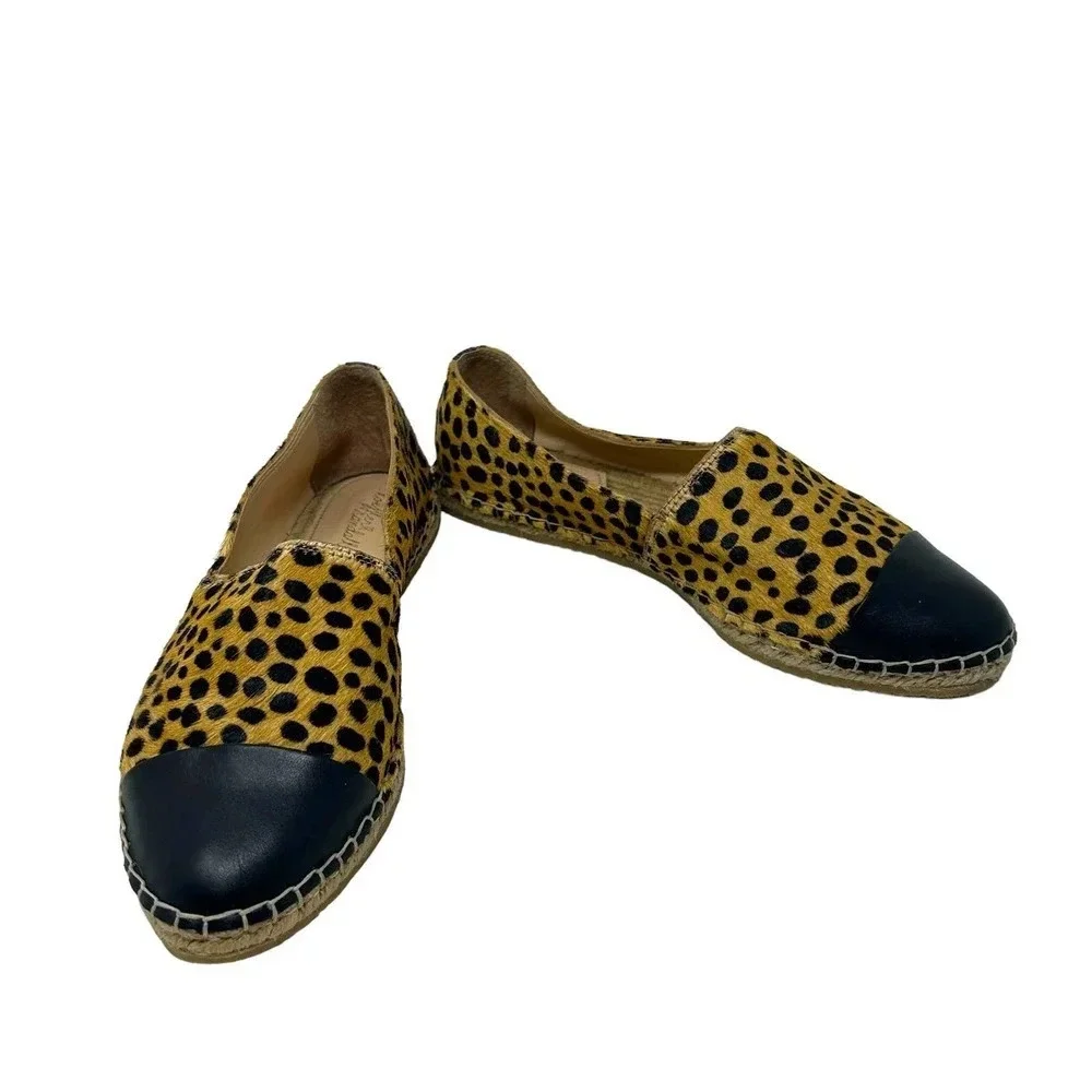 Loeffler‎ Randall Mara Cheetah Leopard Calf Hair Espadrille Flats Size 7.5